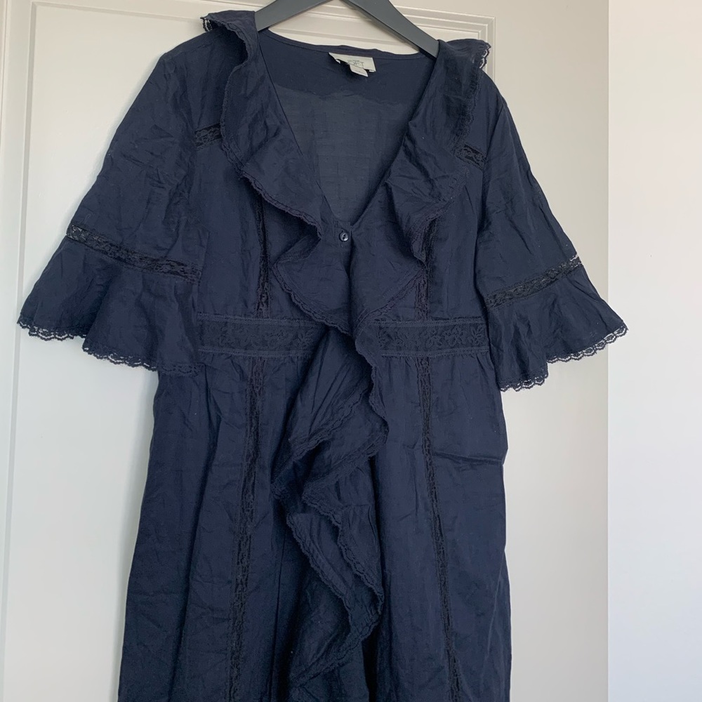 Ruffle Navy Dress - Picture 3 of 8